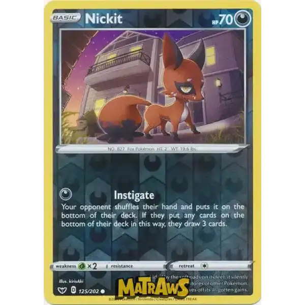 (125/202) Nickit - Reverse Enkeltkort Sword & Shield 