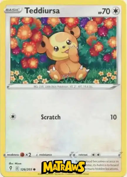 (126/203) Teddiursa Enkeltkort Evolving Skies 