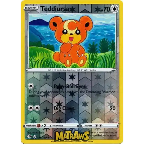 (138/189) Teddiursa - Reverse Enkeltkort Darkness Ablaze 