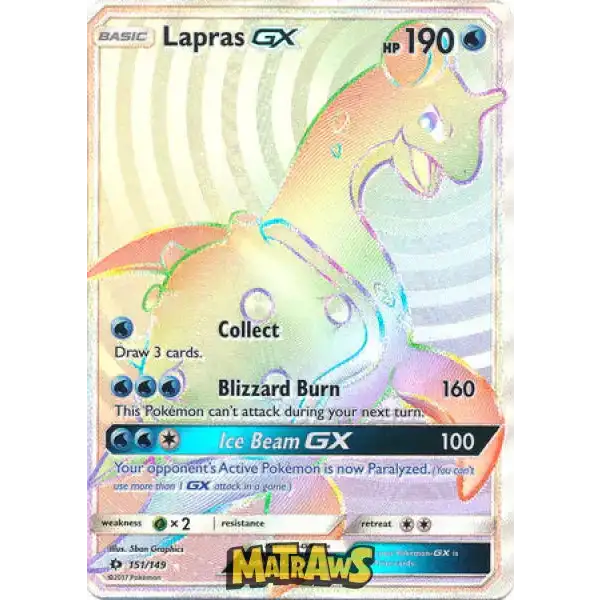 (151/149) Lapras GX - Rainbow Enkeltkort Sun & Moon 
