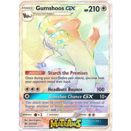 (157/149) Gumshoos GX - Rainbow Enkeltkort Sun & Moon 