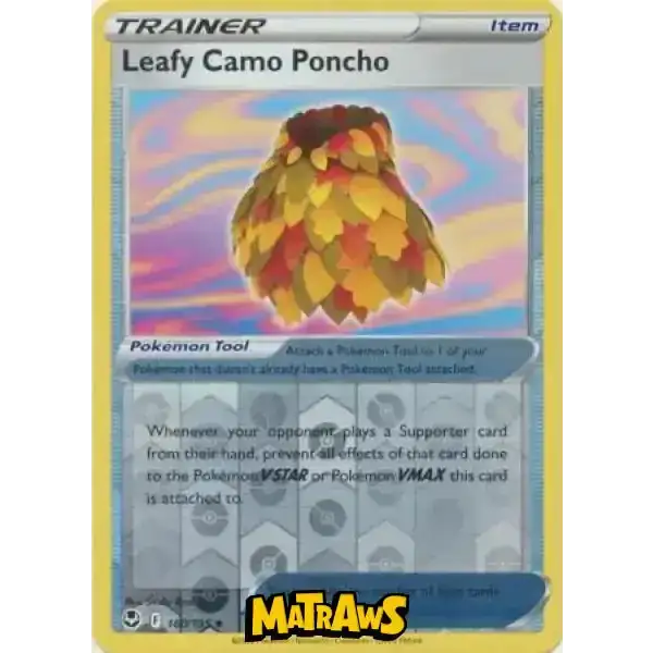 (160/195) Leafy Camo Poncho - Reverse Enkeltkort Silver Tempest 