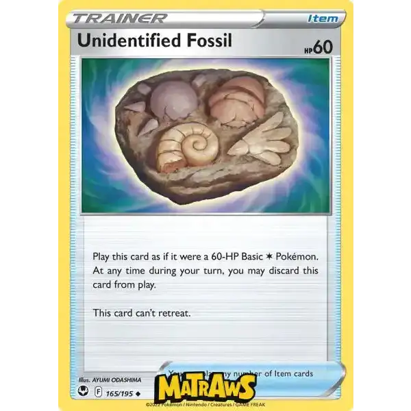 (165/195) Unidentified Fossil Enkeltkort Silver Tempest 