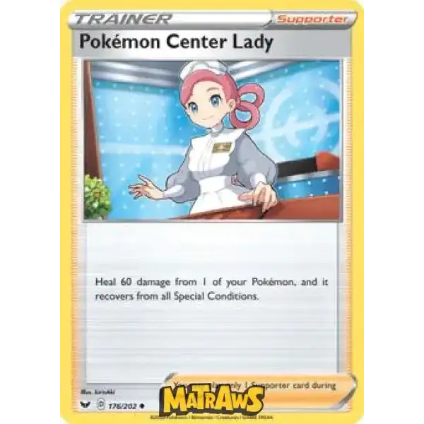 (176/202) Pokémon Center Lady Enkeltkort Sword & Shield 