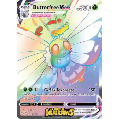 (190/189) Butterfree Vmax - Rainbow Enkeltkort Darkness Ablaze 