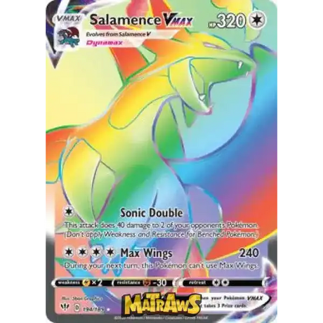 (194/189) Salamence Vmax - Rainbow Enkeltkort Darkness Ablaze 