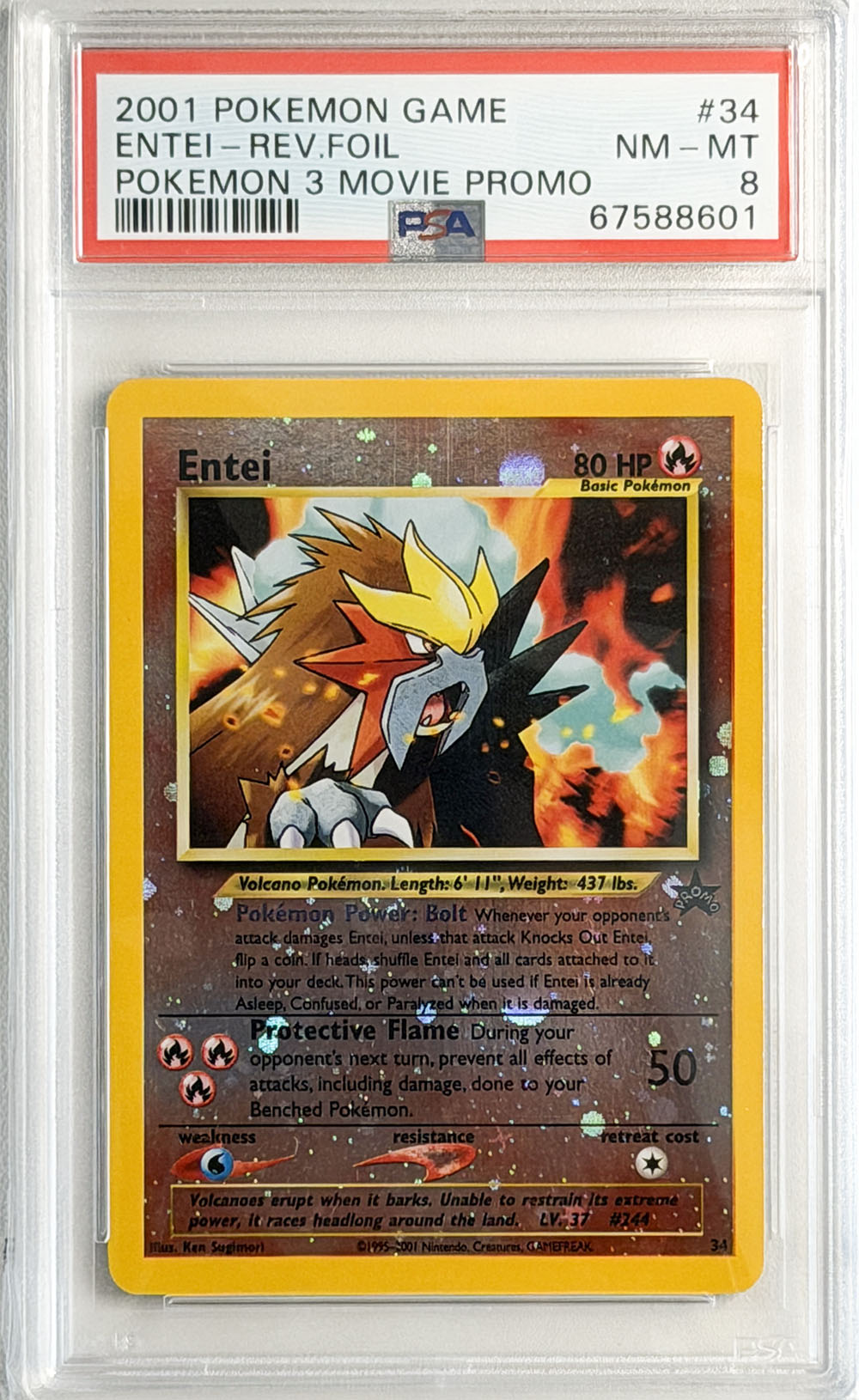 Entei #34 Pokémon 3 Movie Promo PSA 8 - forside