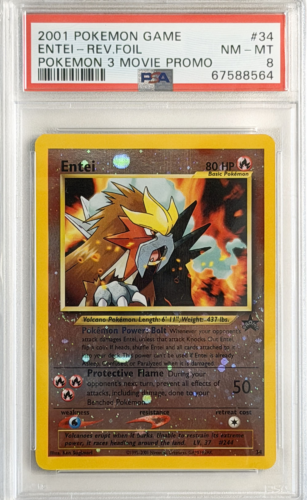 Entei #34 Pokémon 3 Movie Promo PSA 8 - forside