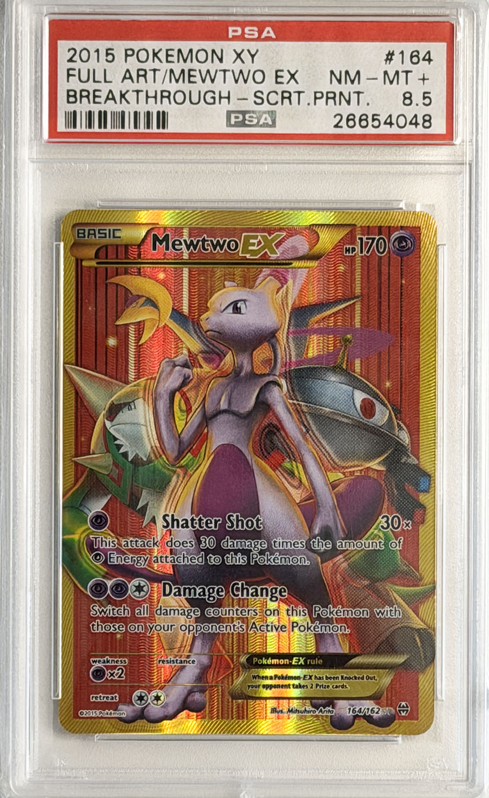 Mewtwo EX #164 BREAKthrough PSA 8.5 - forside