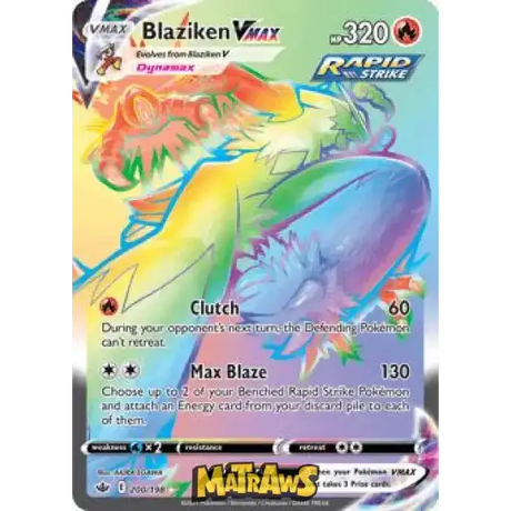(200/198) Blaziken Vmax - Rainbow Enkeltkort Chilling Reign 