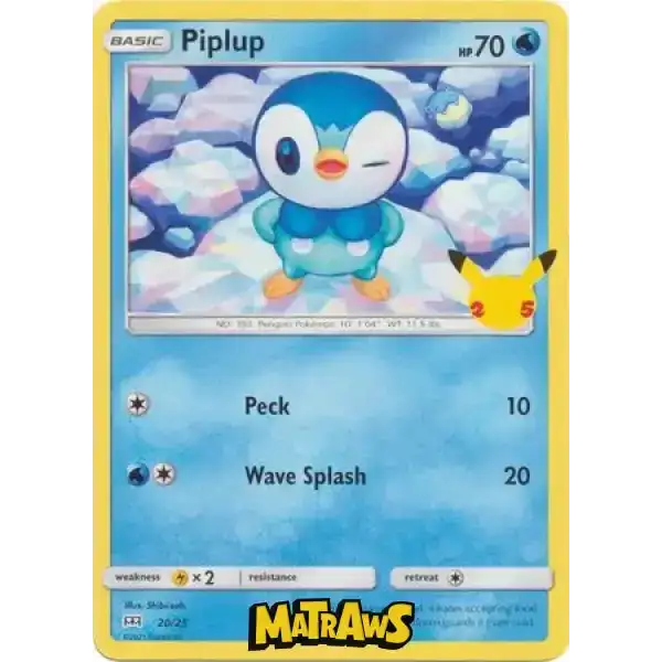 (20/25) Piplup - Non Holo Enkeltkort McDonald's Collection 2021 