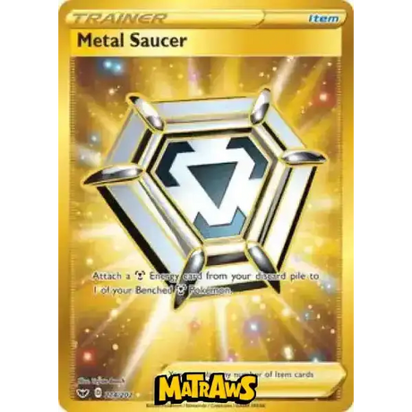 (214/202) Metal Saucer - Gold Enkeltkort Sword & Shield 