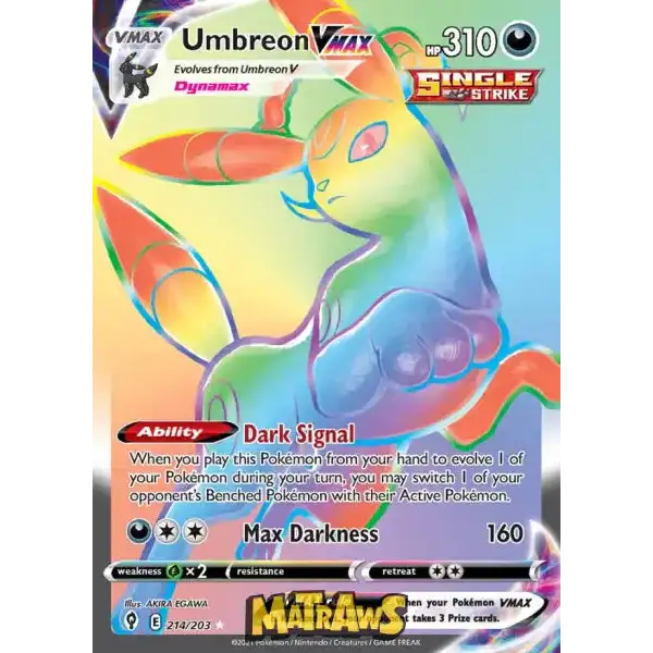(214/203) Umbreon Vmax - Rainbow Enkeltkort Evolving Skies 