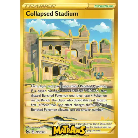 (215/196) Collapsed Stadium - Gold Enkeltkort Lost Origin 