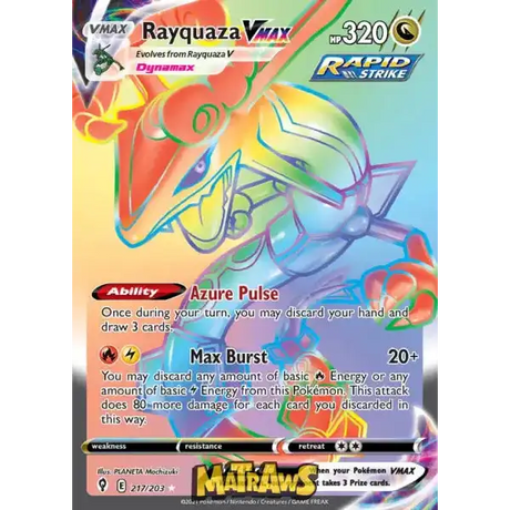(217/203) Rayquaza Vmax - Rainbow Enkeltkort Evolving Skies 