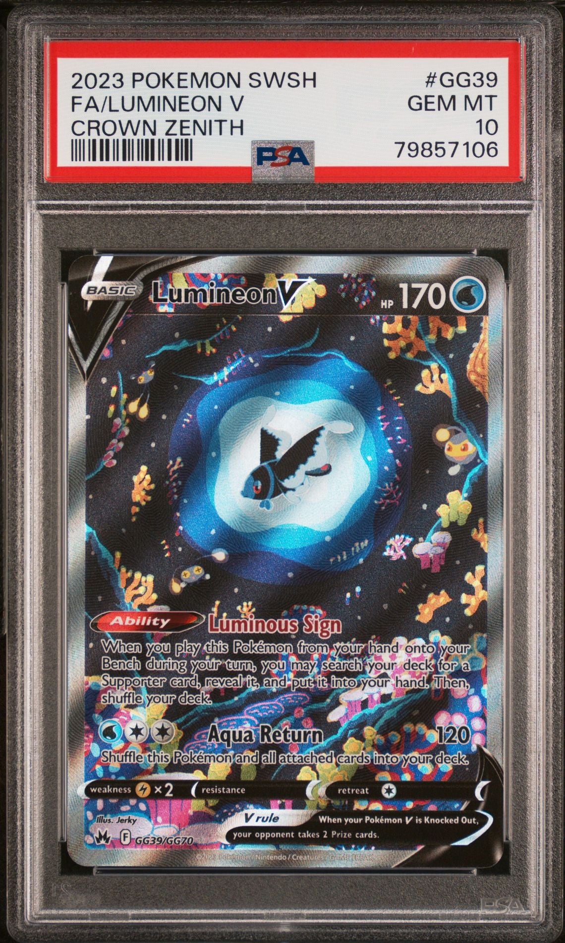 Lumineon #GG39 Sword & Shield Crown Zenith PSA 10 - forside