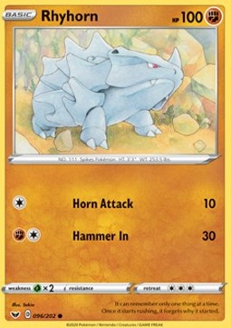 Rhyhorn⁣ - Sword & Shield⁣ (Common)⁣ [96]