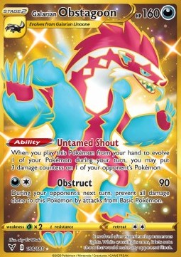 Galarian Obstagoon⁣ - Vivid Voltage⁣ (Secret Rare)⁣ [198]
