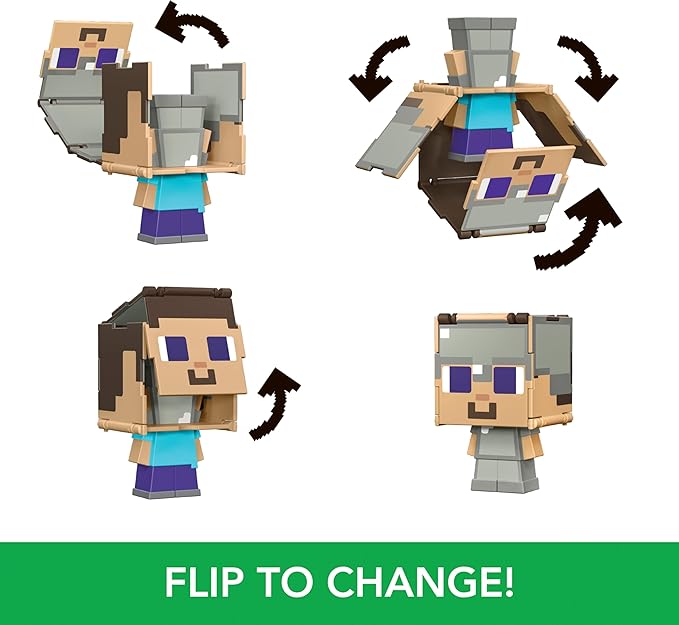 Flippin' Figs: Minecraft Mob Head - Steve/Steve in Iron Armor