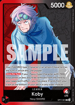 Koby (OP11-001) (V.1)⁣ - A Fist of Divine Speed⁣ (Leader)⁣ [001]