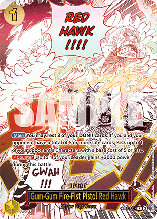 Gum-Gum Fire-Fist Pistol Red Hawk (OP11-114) (V.2) - A Fist of Divine Speed (Alternate Art) [OP11-114]