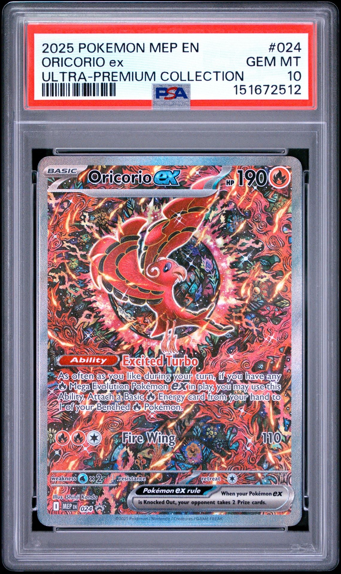Oricorio ex #024 Mega Evolution Promos PSA 10 - forside