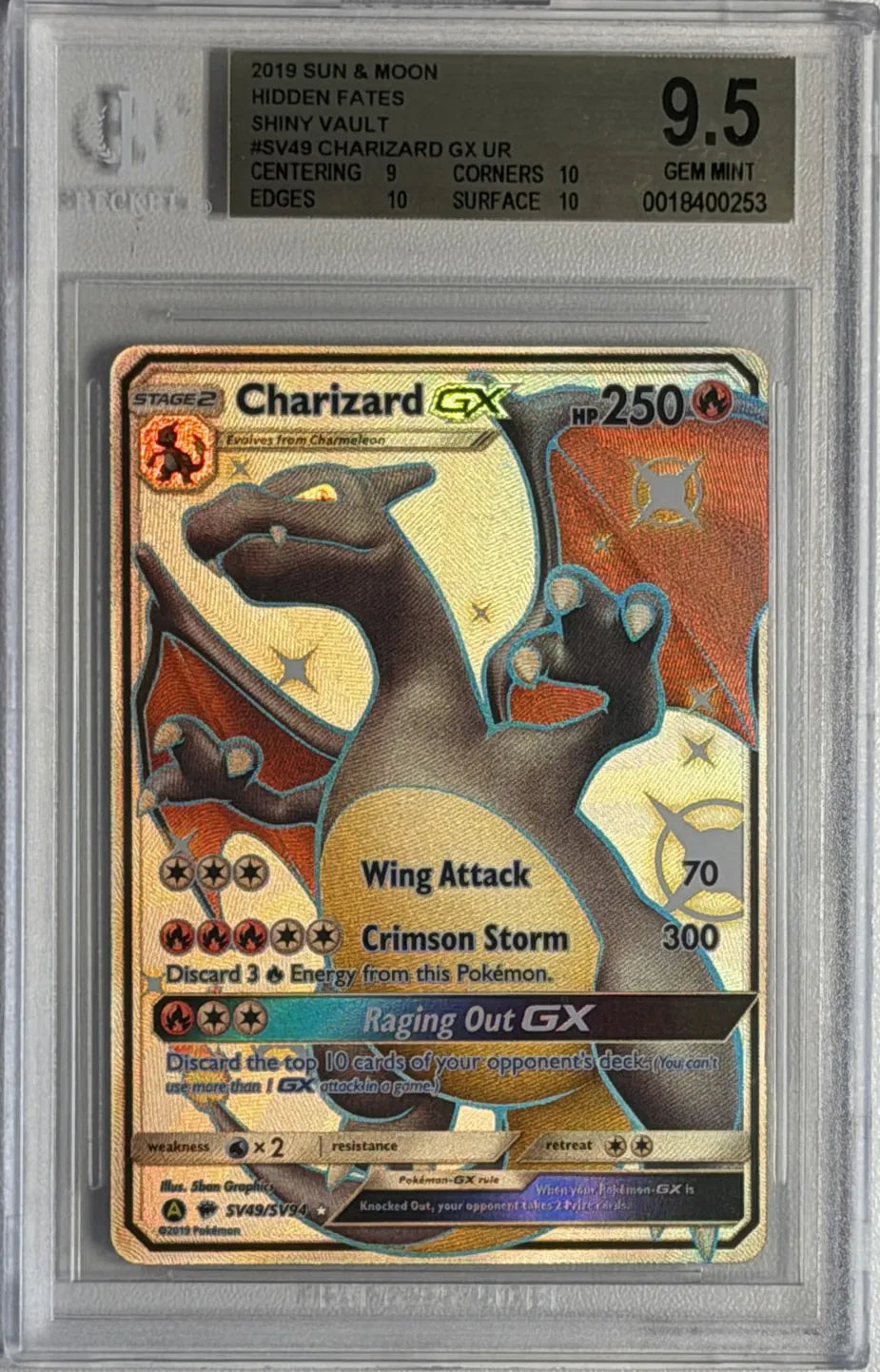 Charizard GX #SV49 - Hidden Fates: Shiny Vault - Ultra Rare - BGS 9.5