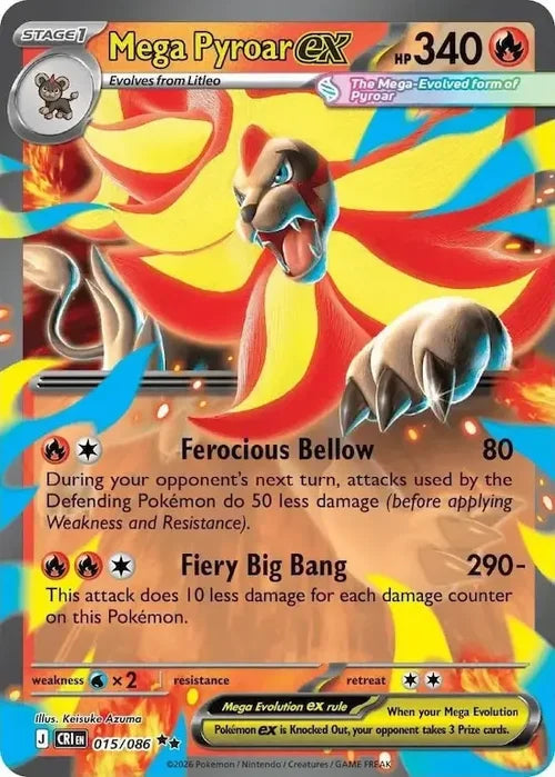Mega Pyroar ex - Chaos Rising (Double Rare) [CRI-015] English / Near Mint / Normal