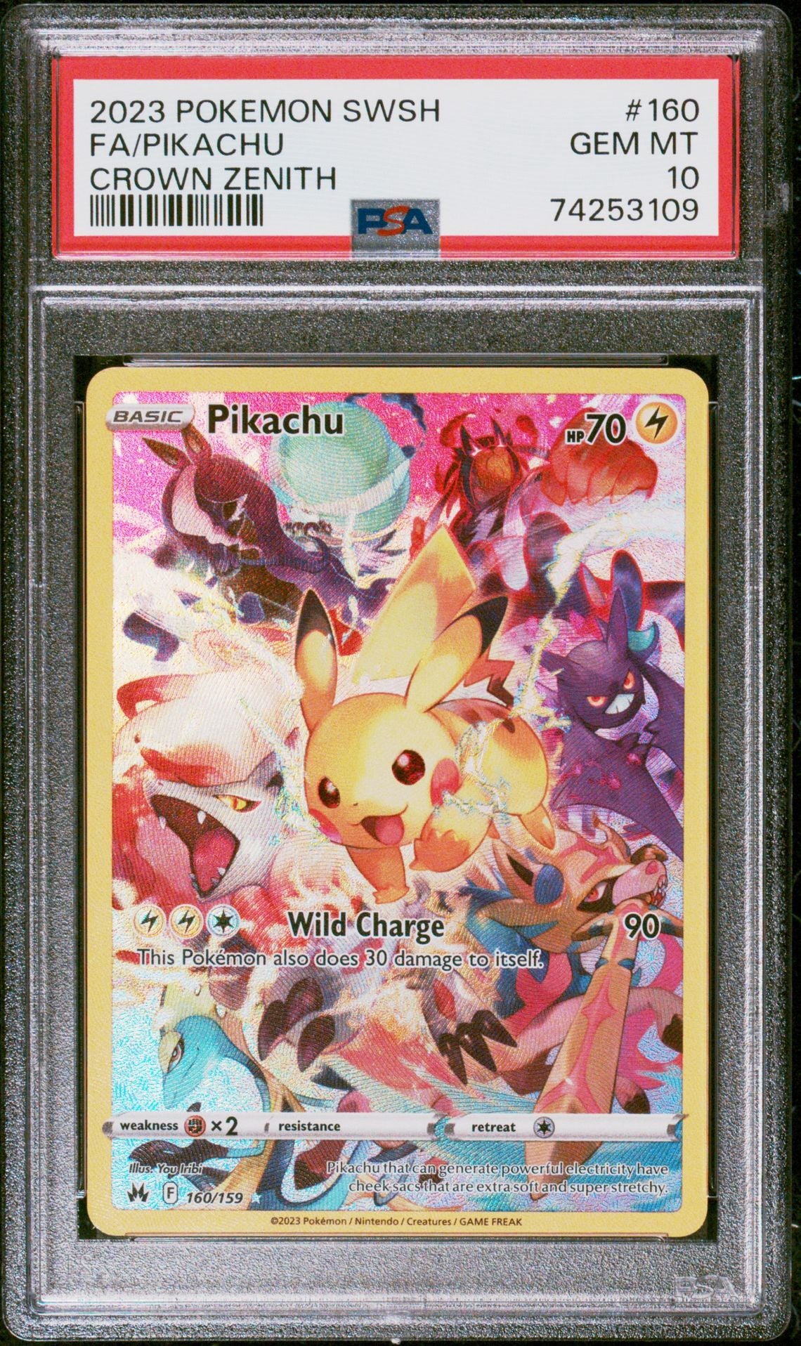 Pikachu #160 Crown Zenith PSA 10 - forside