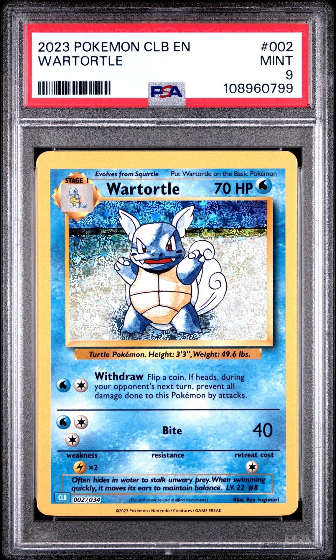 Wartortle #002 - TCG Classic - PSA 9 (forside)