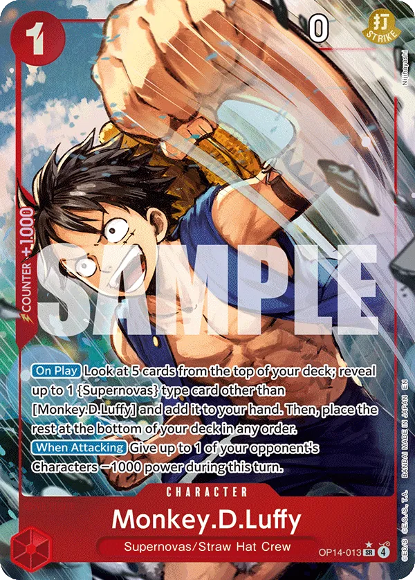 Monkey.D.Luffy (OP14-013) (V.2) - The Azure Sea's Seven (Alternate Art) [OP14-013] English / Near Mint / Normal