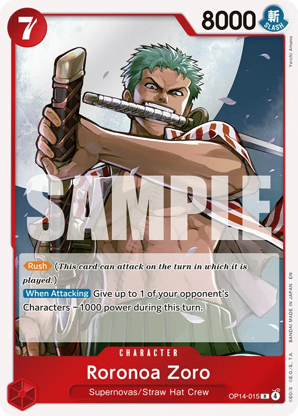 Roronoa Zoro (OP14-015) (V.1) - The Azure Sea's Seven (Rare) [OP14-015] English / Near Mint / Normal