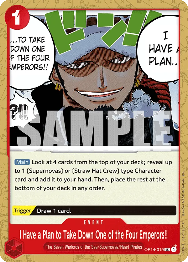 I Have a Plan to Take Down One of the Four Emperors!! (OP14-019) - The Azure Sea's Seven (Uncommon) [OP14-019] English / Near Mint / Normal