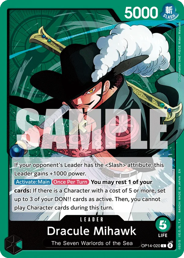 Dracule Mihawk (OP14-020) (V.1) - The Azure Sea's Seven (Leader) [OP14-020] English / Near Mint / Normal