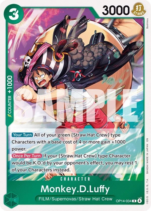 Monkey.D.Luffy (OP14-034) - The Azure Sea's Seven (Rare) [OP14-034] English / Near Mint / Normal