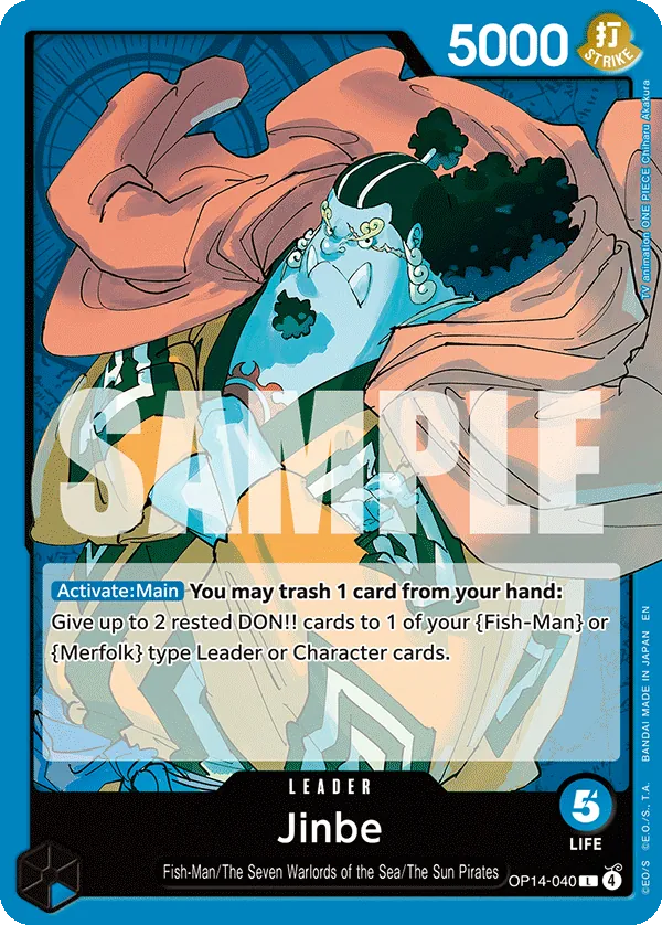 Jinbe (OP14-040) (V.1) - The Azure Sea's Seven (Leader) [OP14-040] English / Near Mint / Normal