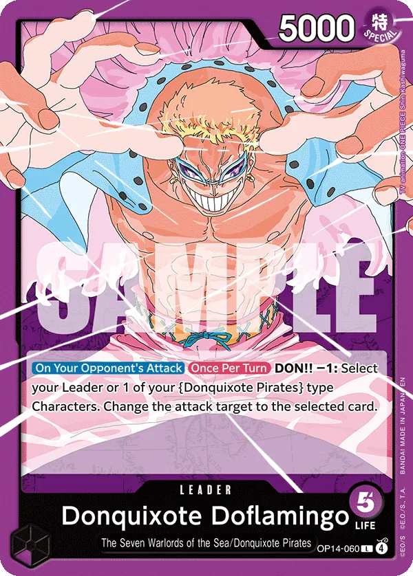 Donquixote Doflamingo (OP14-060) (V.1) - The Azure Sea's Seven (Leader) [OP14-060] English / Near Mint / Normal