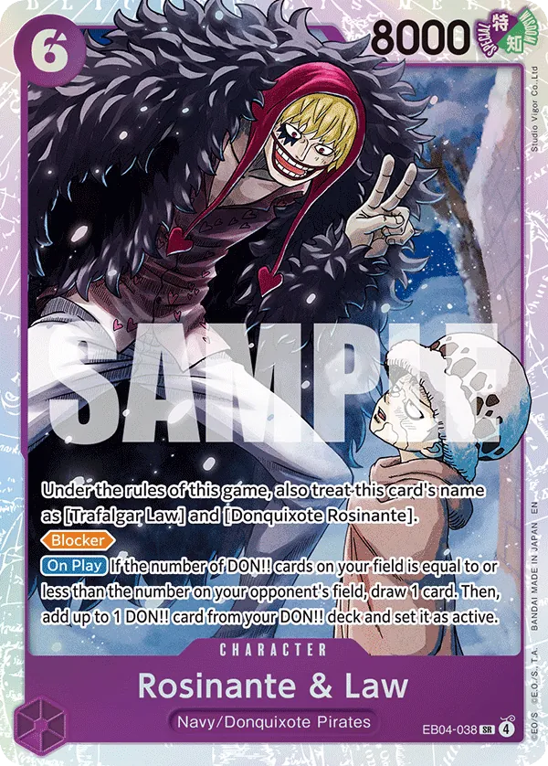 Rosinante & Law (EB04-038) (V.1) - The Azure Sea's Seven (Super Rare) [OP14-EB04-038] English / Near Mint / Normal