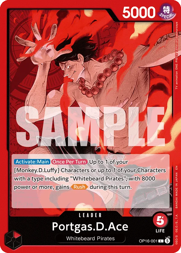 Portgas.D.Ace (OP16-001) (V.1) - The Time of Battle (Leader) [OP16-001] English / Near Mint / Normal