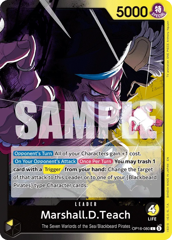 Marshall.D.Teach (OP16-080) (V.1) - The Time of Battle (Leader) [OP16-080] English / Near Mint / Normal
