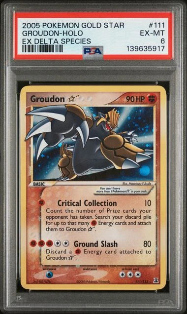 Groudon Gold Star #111 - EX Delta Species - Holo Rare - PSA 6