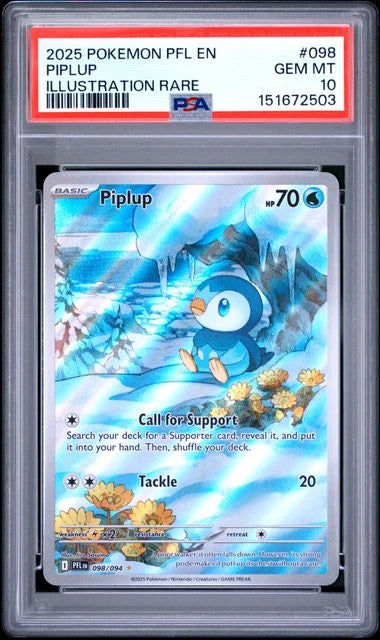 Piplup - Phantasmal #098 - Illustration Rare - PSA 10