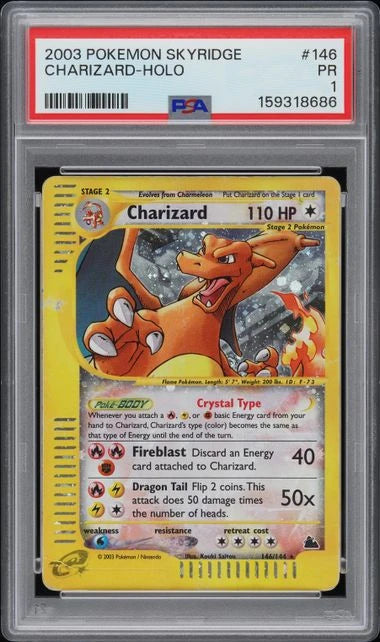 Charizard #146 - Skyridge - Crystal Holo Rare - PSA 1