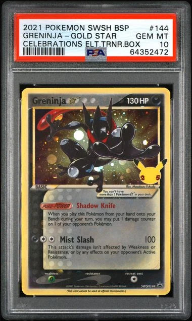 Greninja Gold Star #144 - Celebrations ETB - Promo - PSA 10