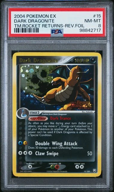 Dark Dragonite #15 - EX Team Rocket Returns - Rev. Foil - PSA 8
