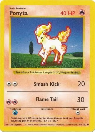Ponyta - Base Set - Shadowless (Common) [60] Kortspil
