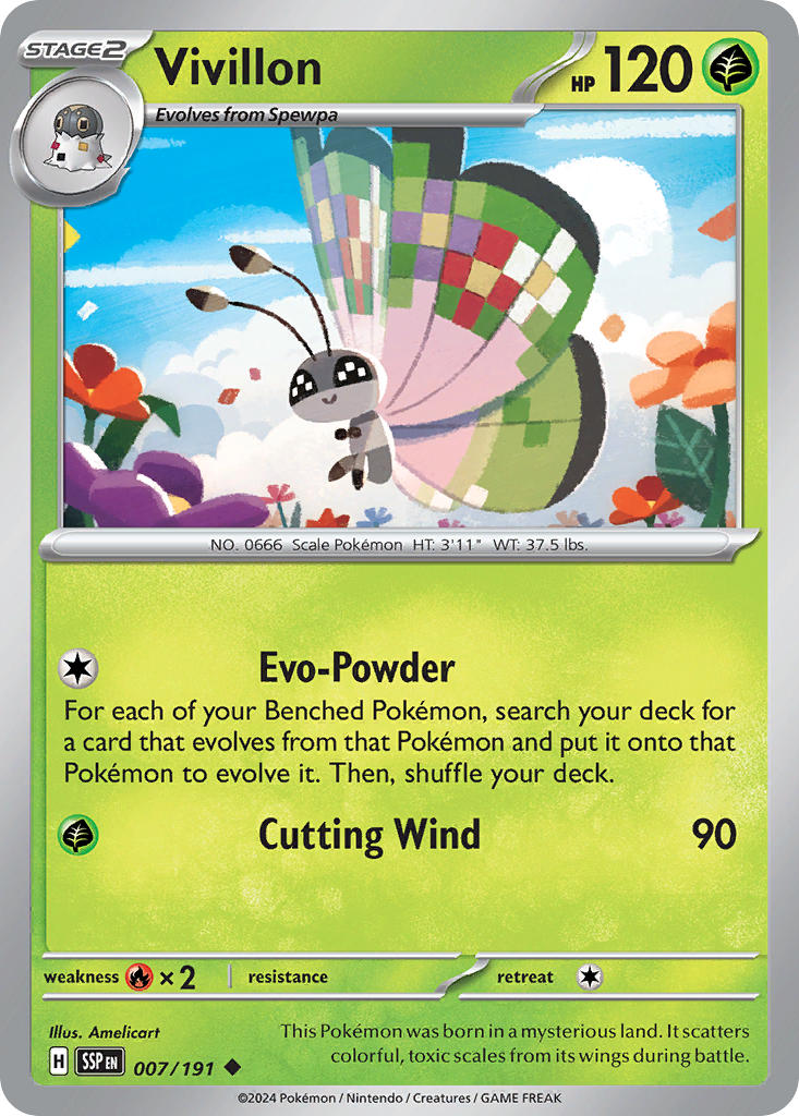 Vivillon⁣ - Surging Sparks⁣ (Uncommon)⁣ [007] English / Near Mint / Reverse-Holo Normal