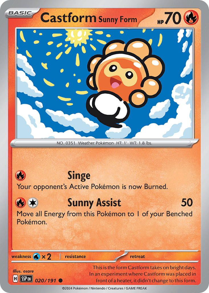 Castform Sunny Form⁣ - Surging Sparks⁣ (Common)⁣ [020] English / Near Mint / Reverse-Holo Normal