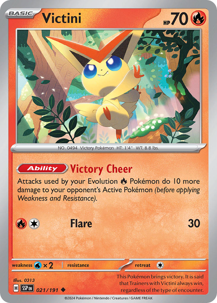 Victini⁣ - Surging Sparks⁣ (Uncommon)⁣ [021] English / Near Mint / Normal