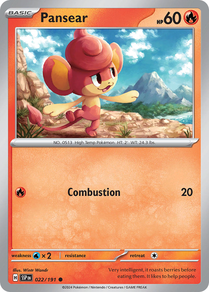 Pansear⁣ - Surging Sparks⁣ (Common)⁣ [022] English / Near Mint / Reverse-Holo Normal